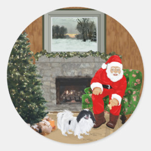 Japanese Chin Christmas Classic Round Sticker