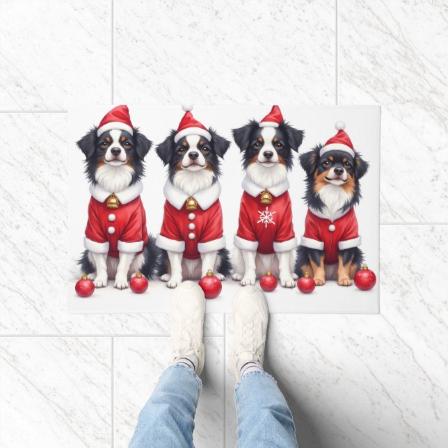 Japanese Chin Christmas Dress Santa Hat Doormat (Indoor)