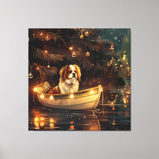 Japanese Chin Christmas Festive Voyage  Canvas Print (Front)