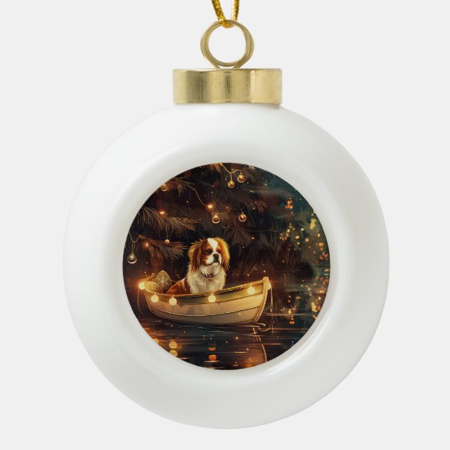 Japanese Chin Christmas Festive Voyage  Ceramic Ball Christmas Ornament (Front)