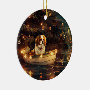 Japanese Chin Christmas Festive Voyage  Ceramic Tree Decoration
