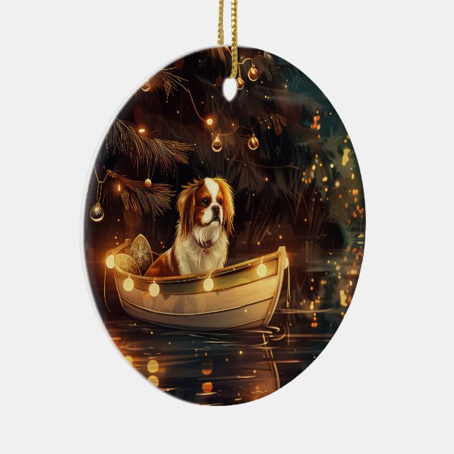 Japanese Chin Christmas Festive Voyage  Ceramic Tree Decoration (Right)