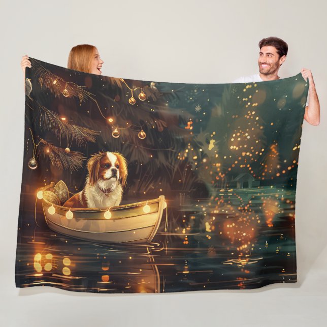 Japanese Chin Christmas Festive Voyage  Fleece Blanket (In Situ)