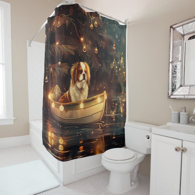 Japanese Chin Christmas Festive Voyage  Shower Curtain (In Situ)