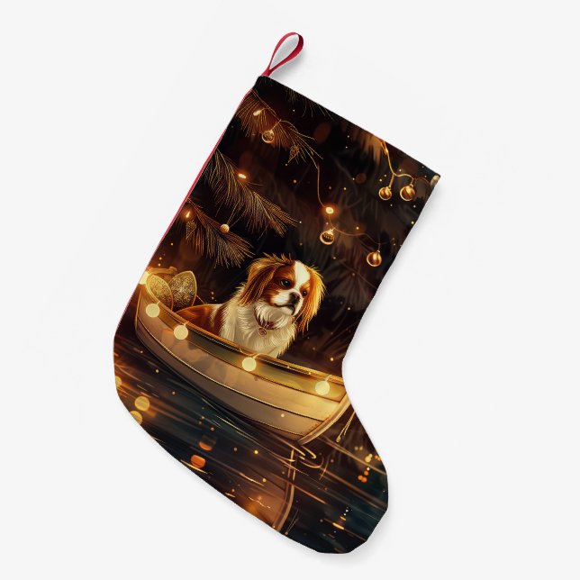 Japanese Chin Christmas Festive Voyage  Small Christmas Stocking (Front (Hanging))