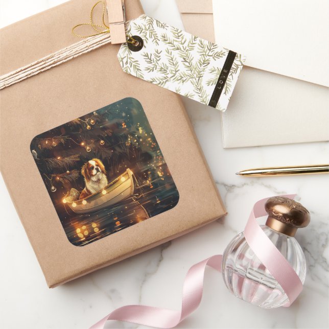 Japanese Chin Christmas Festive Voyage  Square Sticker (Gifting)