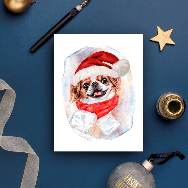 Japanese Chin Christmas Gifts For Dogs Lovers Holiday Postcard (Creator Uploaded)