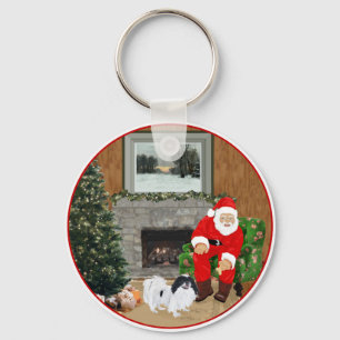 Japanese Chin Christmas Key Ring