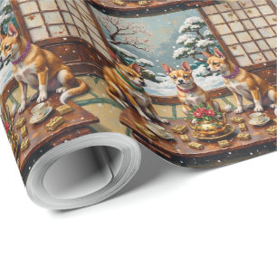 Japanese Chin Christmas Palace Tea Party Holiday Wrapping Paper