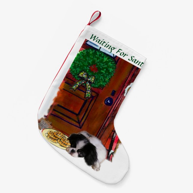 Japanese Chin Christmas Small Christmas Stocking (Front (Hanging))