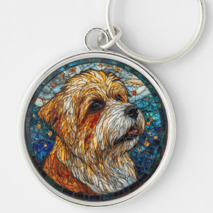 Japanese Chin Colourful Stained Glass Artwork Key Ring