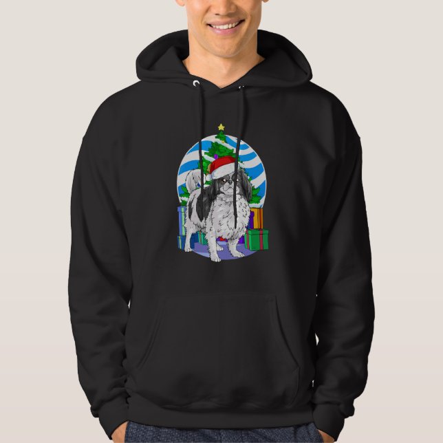 Japanese Chin Cute Santa Christmas Tree Decor Hoodie (Front)