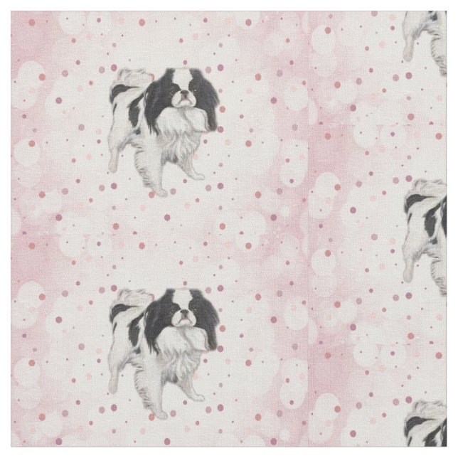 Japanese Chin Dog Art Fabric (Close Up)