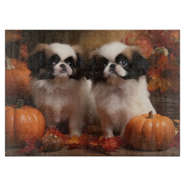 Japanese Chin Dog Autumn Halloween Cutting Board (Front)