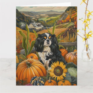 Japanese Chin Dog Autumn Harvest Thanksgiving Card