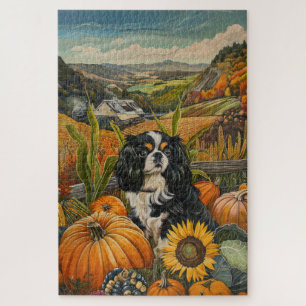 Japanese Chin Dog Autumn Harvest Thanksgiving Jigsaw Puzzle