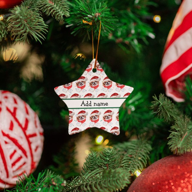 Japanese Chin Dog Breed Christmas Stars Ceramic Tree Decoration (Creator Uploaded)