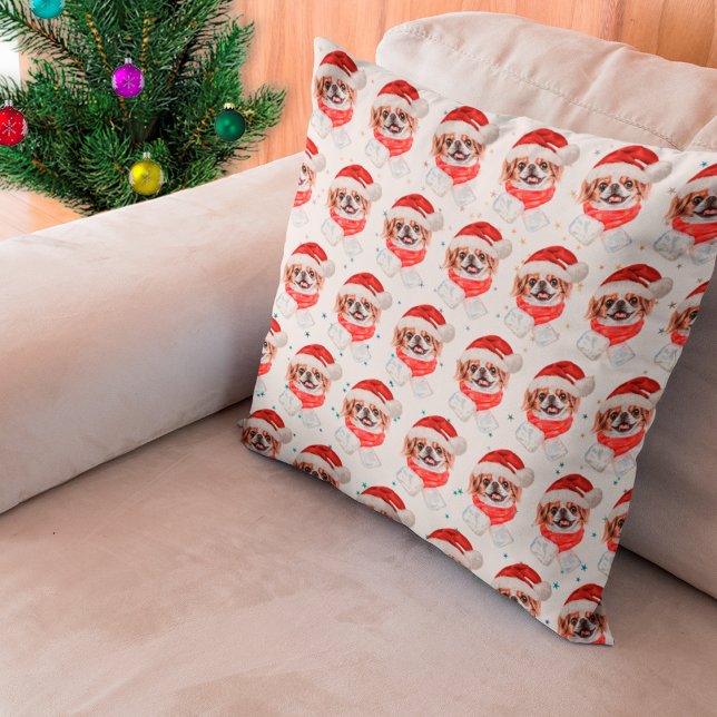 Japanese Chin Dog Breed Christmas Stars Cushion (Creator Uploaded)