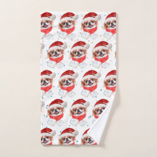 Japanese Chin Dog Breed Christmas Stars Hand Towel