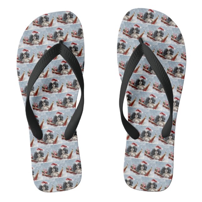 Japanese Chin Dog Christmas Festive Flip Flops (Footbed)