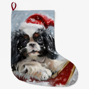 Japanese Chin Dog Christmas Festive Large Christmas Stocking