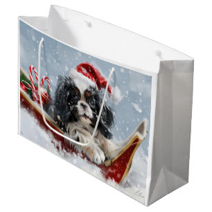 Japanese Chin Dog Christmas Festive Large Gift Bag