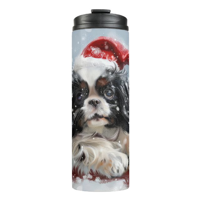 Japanese Chin Dog Christmas Festive Thermal Tumbler (Front)