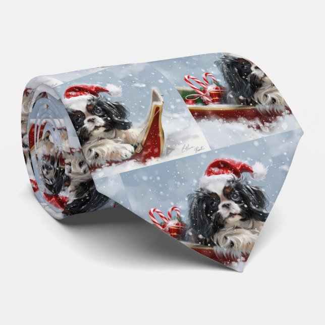 Japanese Chin Dog Christmas Festive Tie (Rolled)