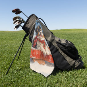 Japanese Chin Dog in Sledge Let it Snow Christmas Golf Towel