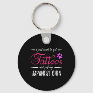 Japanese Chin Dog Lover Tattoo Funny Dog Mum Gift Key Ring