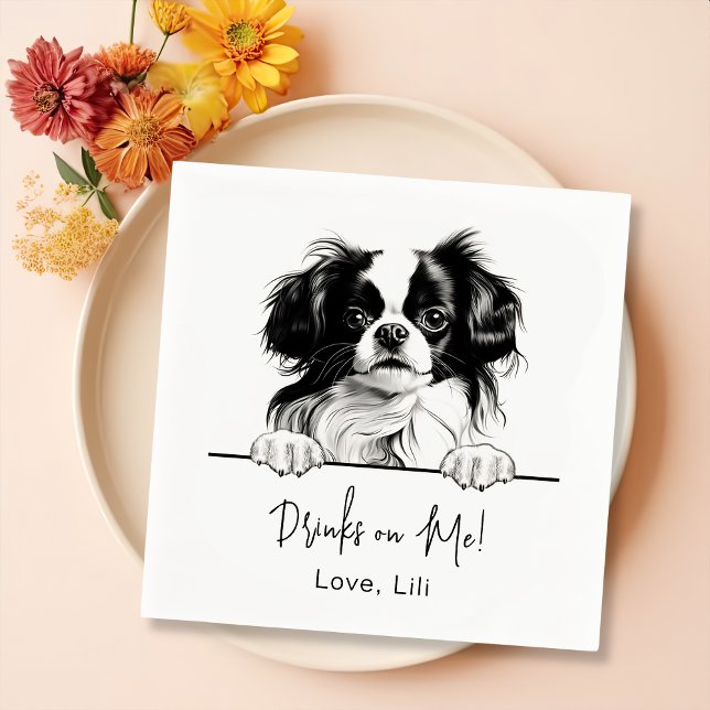 Japanese Chin Dog Personalised Drinks On Me Napkin (Creator Uploaded)