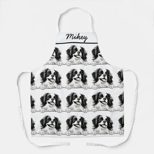 Japanese Chin Dog Personalised Hand Drawing Apron (Front)