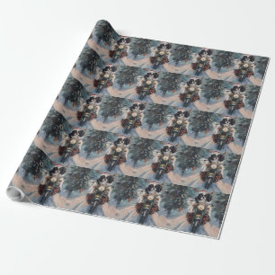 Japanese Chin Dog Riding Motorcycle Christmas Wrapping Paper