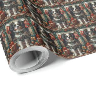 Japanese Chin Dog With Christmas Gifts Fireplace Wrapping Paper