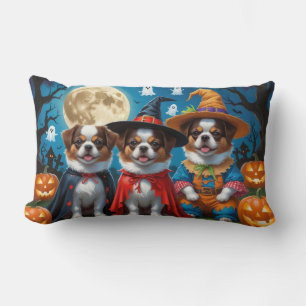 Japanese Chin Dogs Pumpkin Halloween Funny Lumbar Cushion