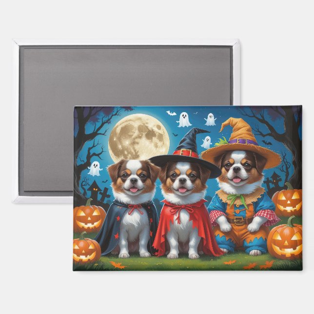 Japanese Chin Dogs Pumpkin Halloween Funny Magnet (Front/Back)
