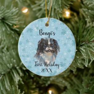 Japanese Chin First Holiday Ceramic Tree Decoration
