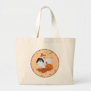 Japanese Chin Halloween Large Tote Bag