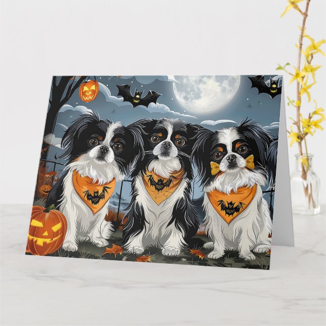 Japanese Chin Halloween Spooky Card (Yellow Flower)