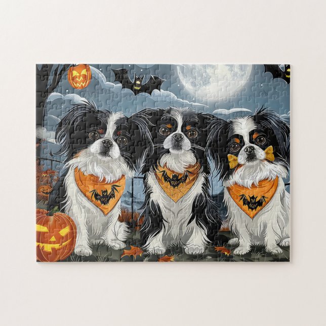 Japanese Chin Halloween Spooky Jigsaw Puzzle (Horizontal)