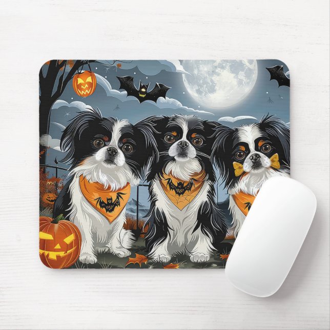 Japanese Chin Halloween Spooky Mouse Mat (With Mouse)