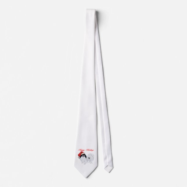 Japanese Chin Happy Holidays Tie (Front)