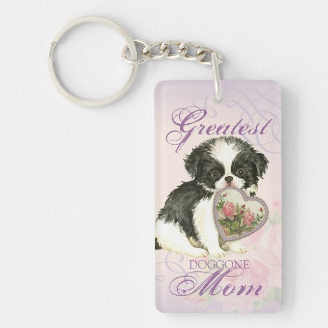 Japanese Chin Heart Mum Key Ring (Front)