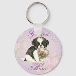 Japanese Chin Heart Mum Key Ring