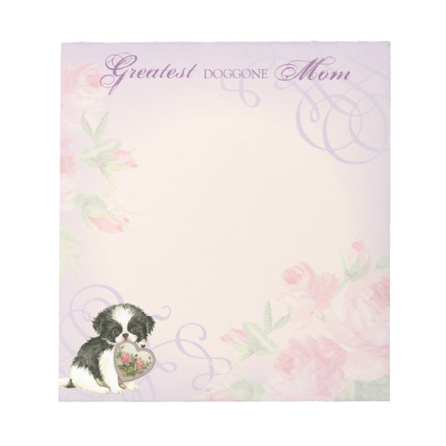 Japanese Chin Heart Mum Notepad (Front)