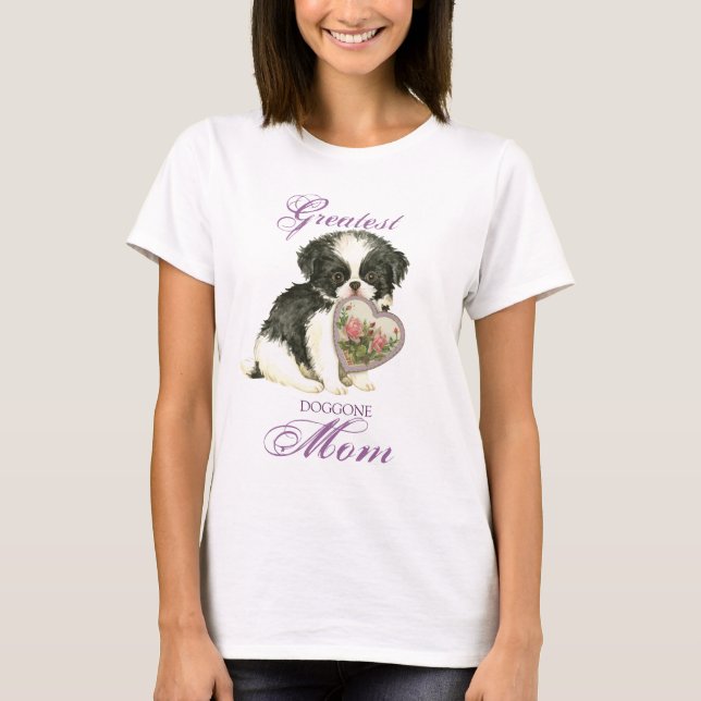 Japanese Chin Heart Mum T-Shirt (Front)