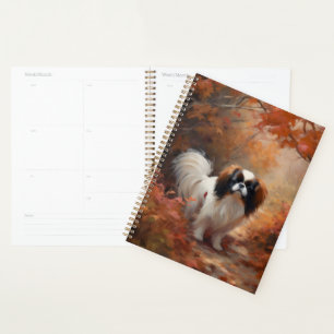 Japanese Chin in Autumn Leaves Fall Inspire Planner