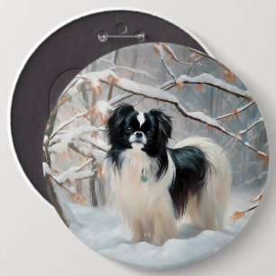 Japanese Chin Let It Snow Christmas 6 Cm Round Badge