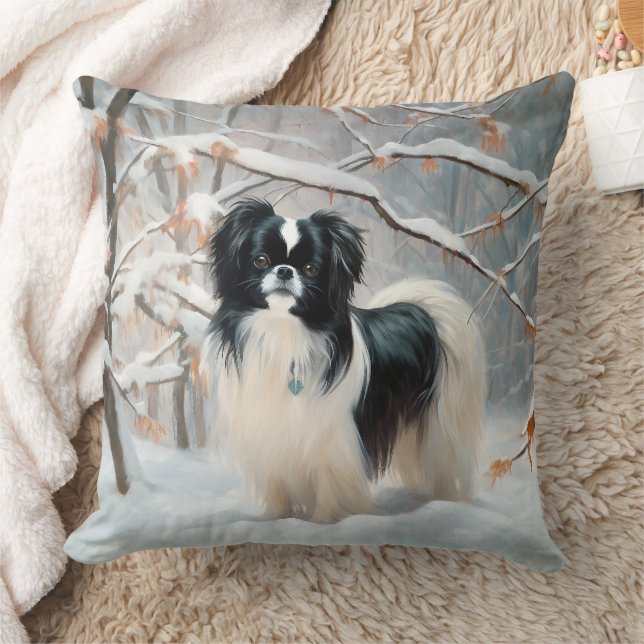Japanese Chin Let It Snow Christmas Cushion (Blanket)