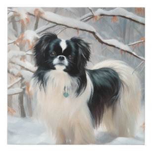Japanese Chin Let It Snow Christmas Faux Canvas Print
